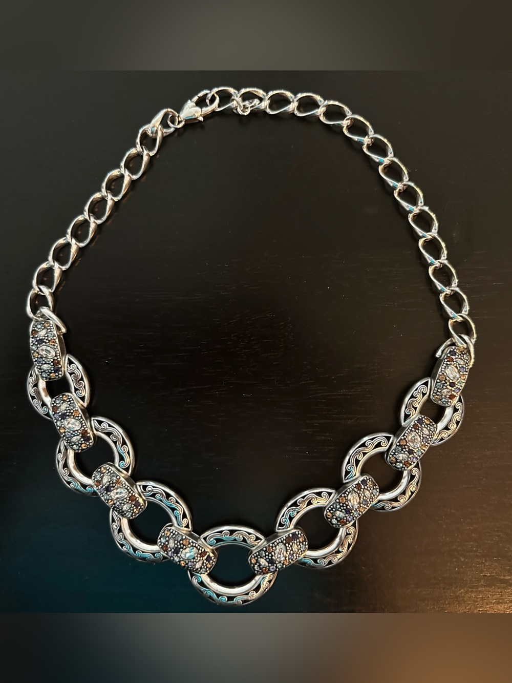 Brighton Silver Crystal Link Necklace